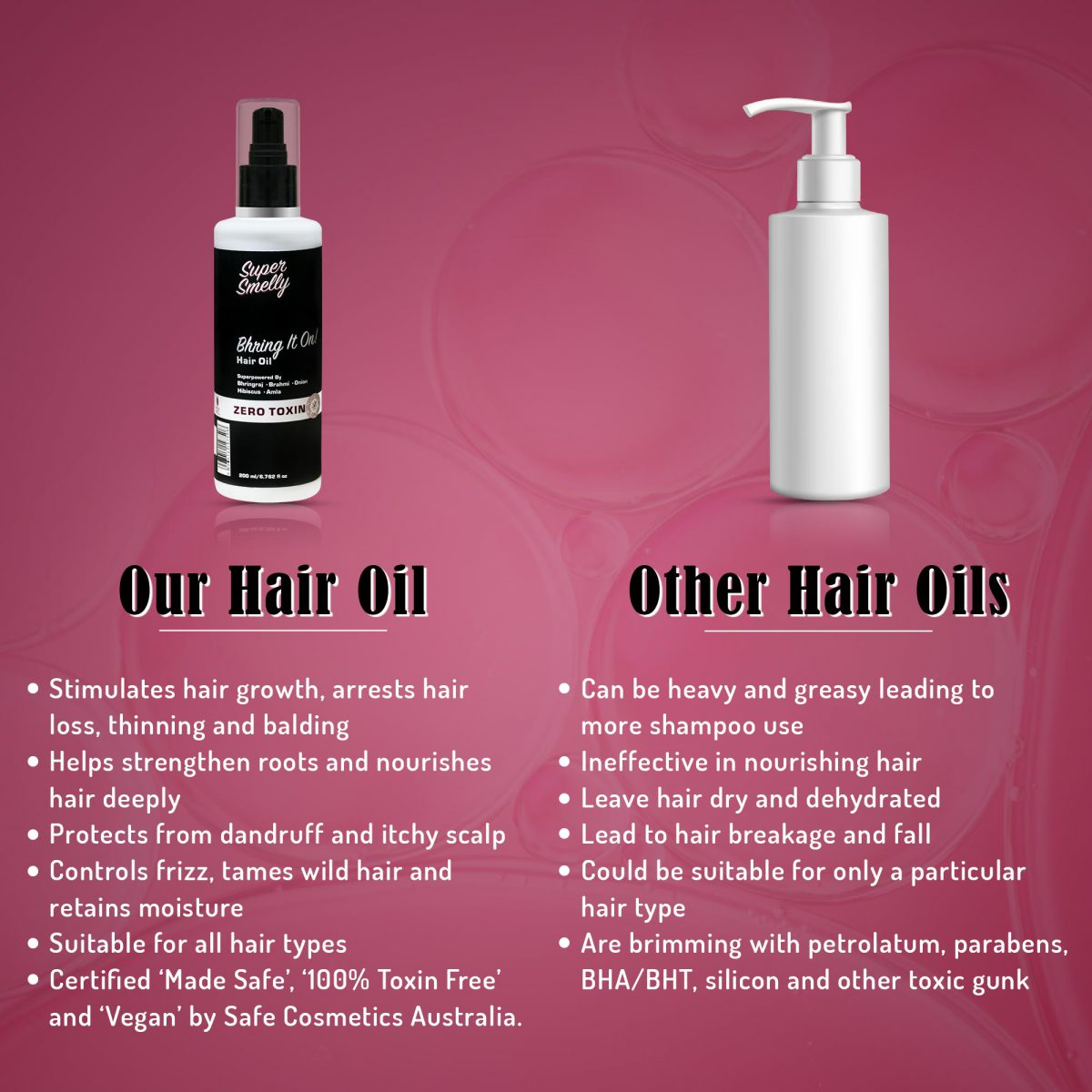 best hair oil for men | natural hair oil of supersmelly | best hair oil for women | Supersmelly bhringraj hair oil