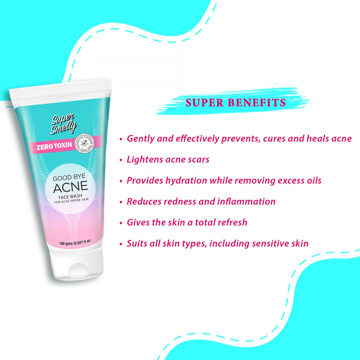 Goodbye Acne Face Wash (Pack of 2) | anti acne face wash, best acne scar removal products, best face wash for acne, best face wash for acne and pimples, best face wash for acne prone skin, best face wash for pimples and dark spots for women's in india, best face wash for pimples and dark spots in india,